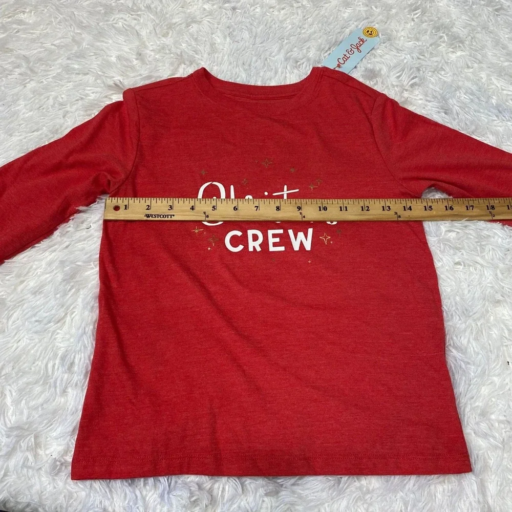 Cat & Jack Long Sleeve Christmas‎ Crew T-Shirt for Kids Size Small NEW -Red